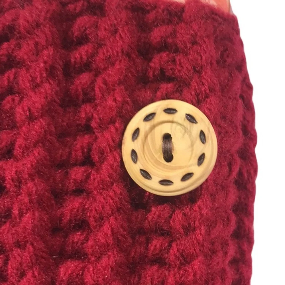 3/$25🍾Handmade Maroon Knit Boot Cuffs Button Details‎